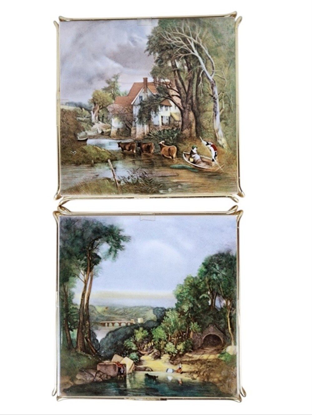Villeroy & Boch Ceramic Tiles Set of 2 West German Countryside Scenes Backsplash